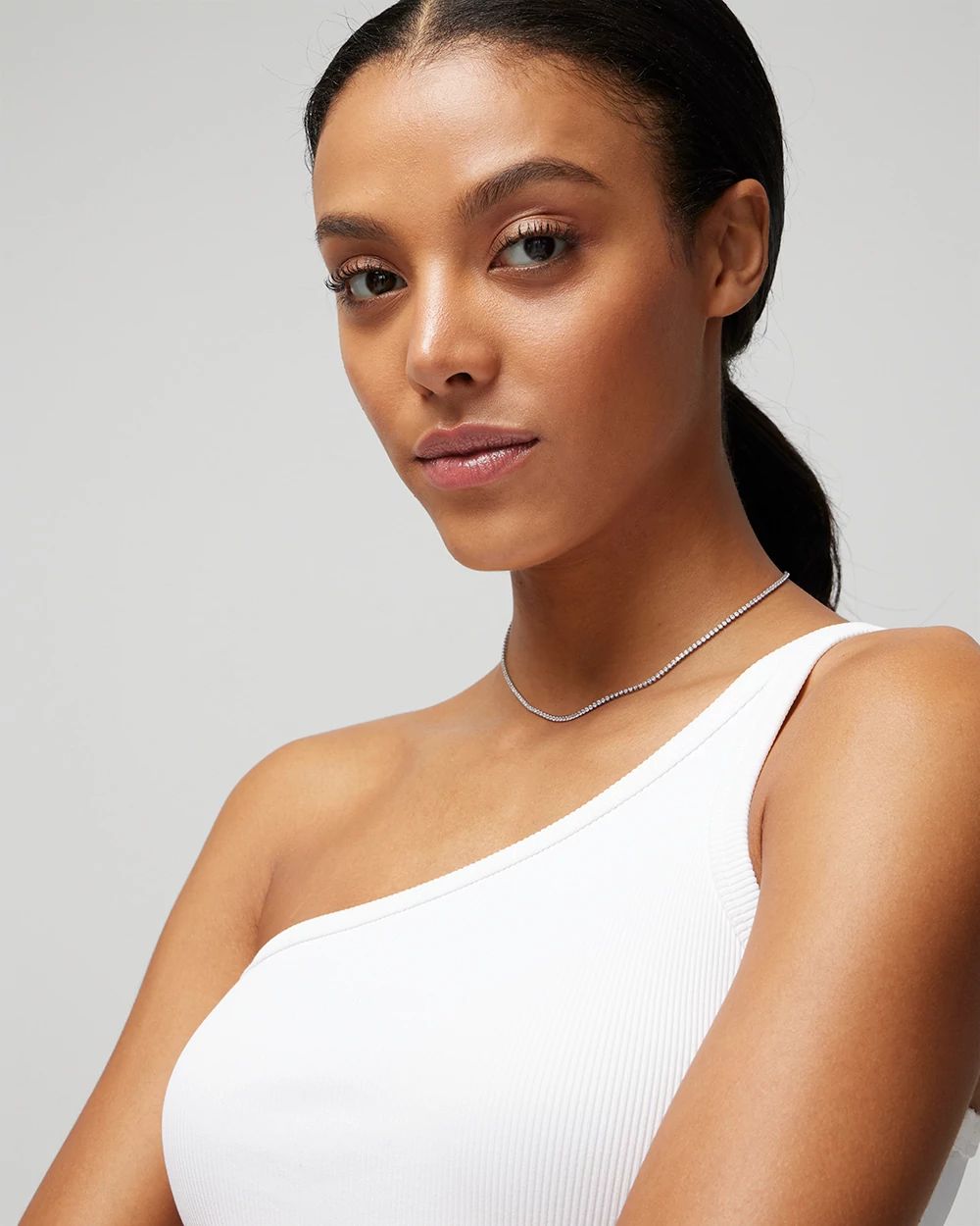 Silver Crystal Tennis Necklace
