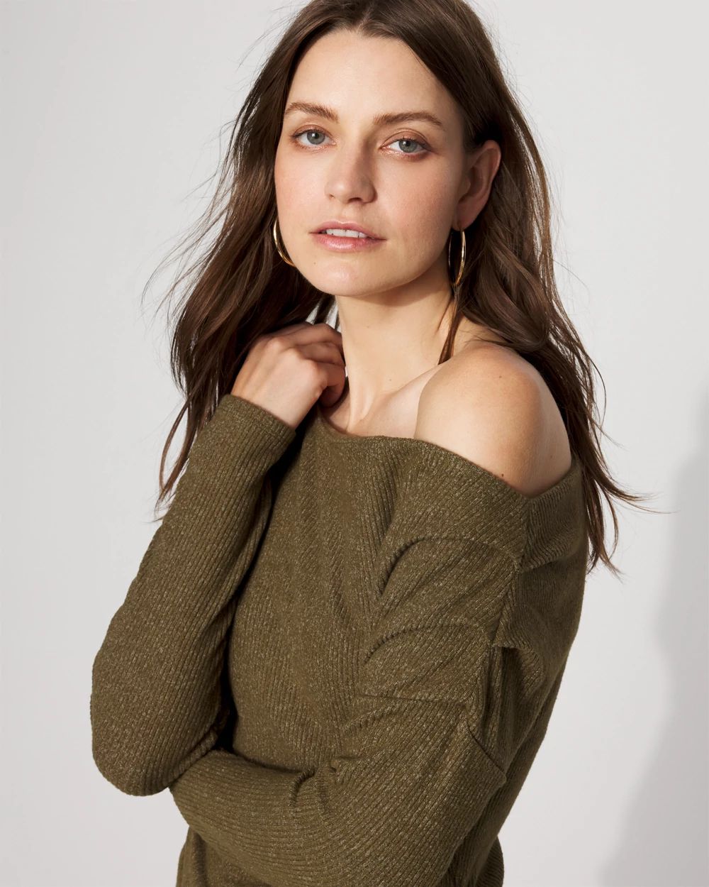 Off-The-Shoulder Rib Snit Top