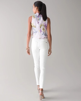 Petite High-Rise White Straight Jeans click to view larger image.
