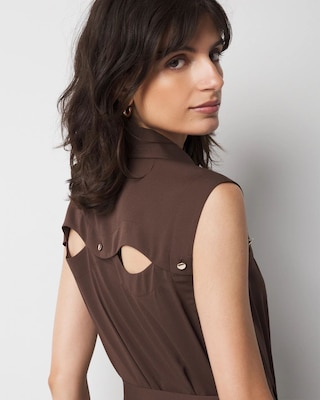 Sleeveless Cutout Pleated Midi Dress click to view larger image.