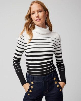 White + Black Stripe Turtleneck