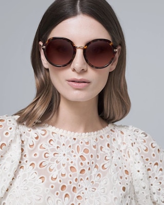 Gradient Round Tortoise Sunglasses, 57MM click to view larger image.