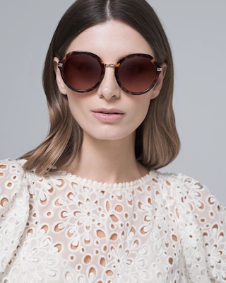 Gradient Round Tortoise Sunglasses, 57MM