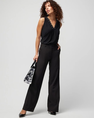 Matte Jersey Lace Notch Neck Tank click to view larger image.