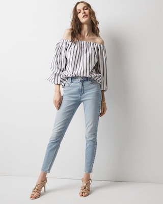 Off-the-Shoulder Drama Sleeve Blouse click to view larger image.