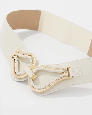Faux Leather Braided Stretch Waist Belt click to view larger image.