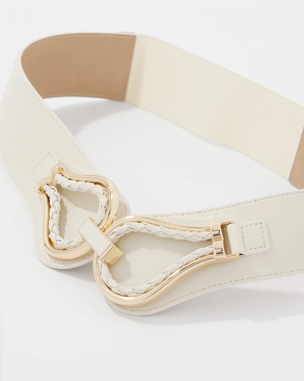 Faux Leather Braided Stretch Waist Belt