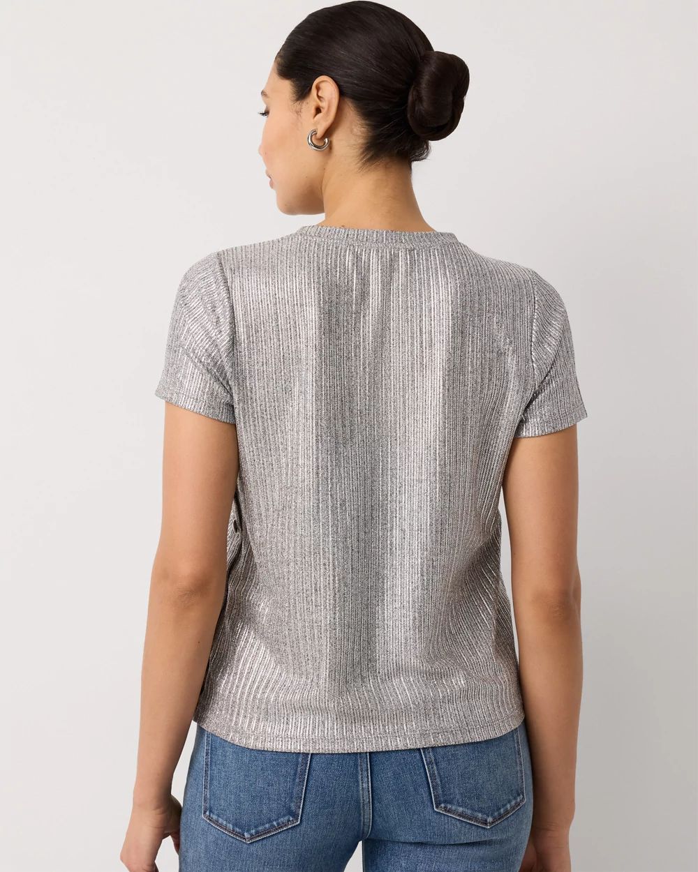 Shimmery Side Button Tee