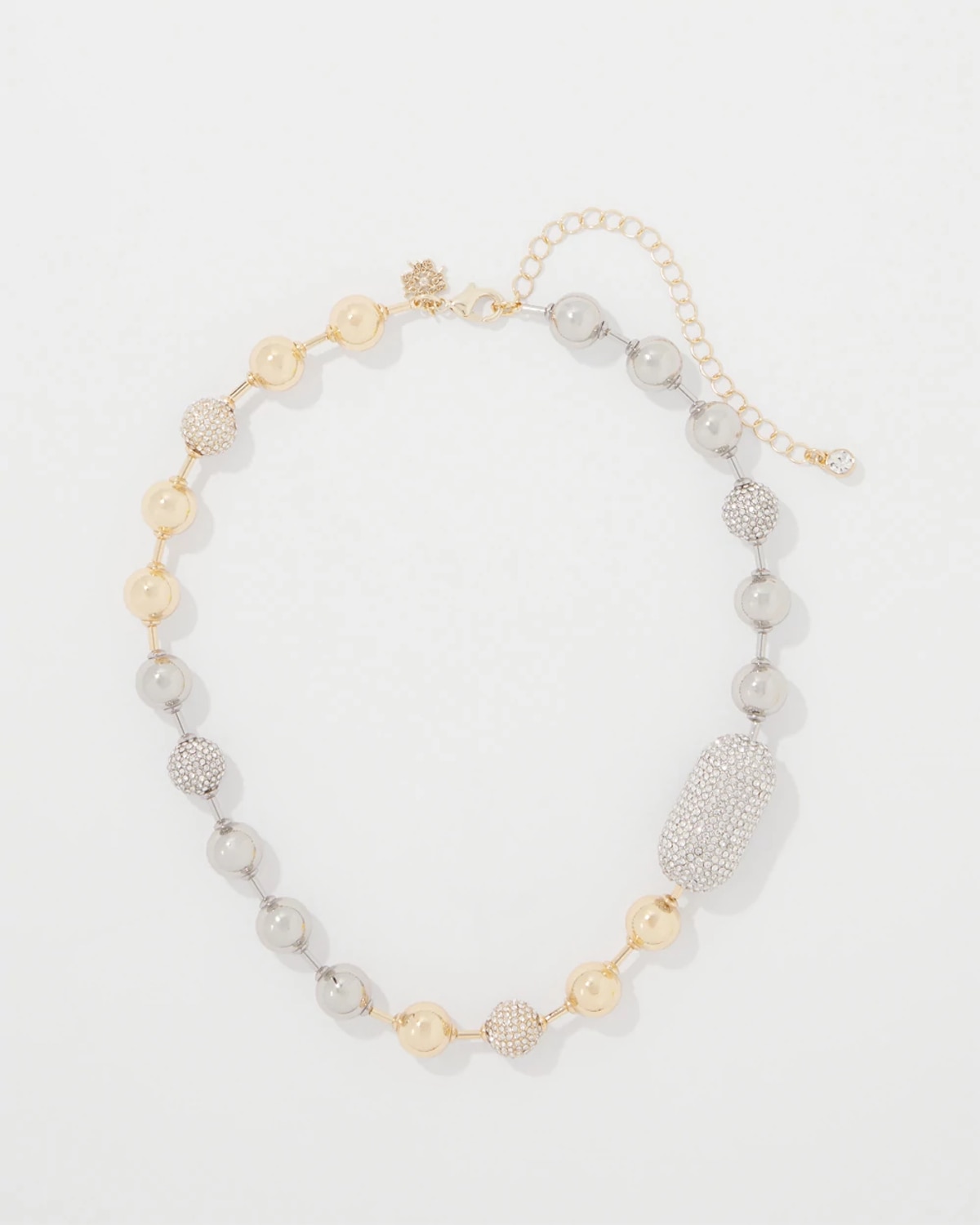 White House Black Market Mixed Metals + Pave Short Necklace |  In Gold