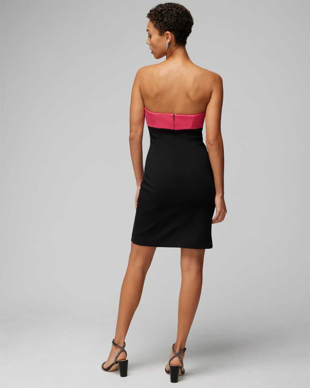 Petite Strapless Colorblock Tuxedo Mini Dress click to view larger image.