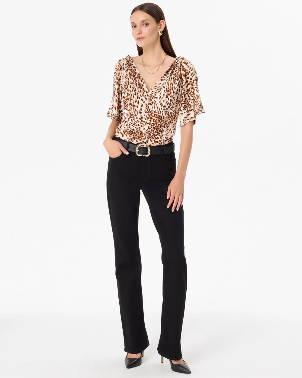 Mid-Rise Bootcut Jeans click to view larger image.