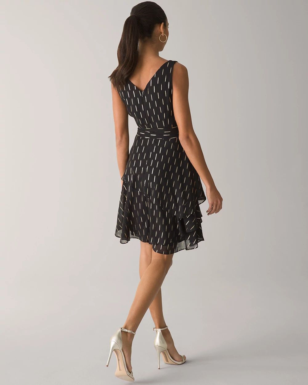 Metallic Stripe Tiered Dress