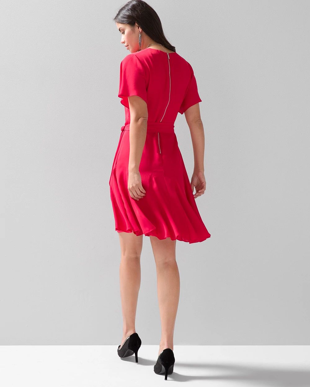 Flutter Sleeve Godet Dress