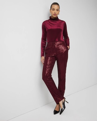 Zoey Sequin Velvet Straight Pant