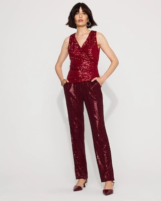 Zoey Sequin Velvet Straight Pant