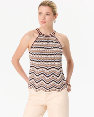 Metallic Knit Halter Tank