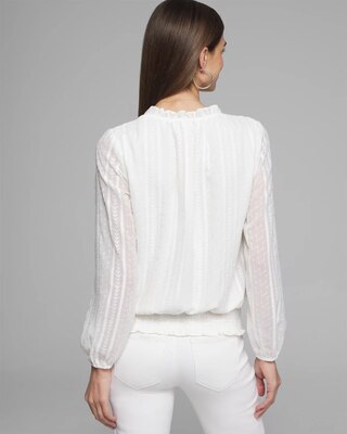 Outlet WHBM Long Sleeve Smocked Blouse