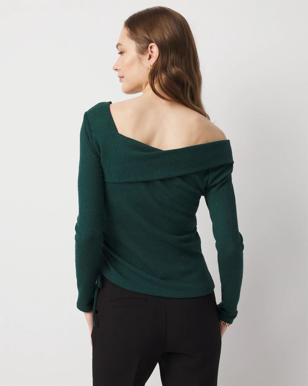 Side Ruched Rib Snit Top