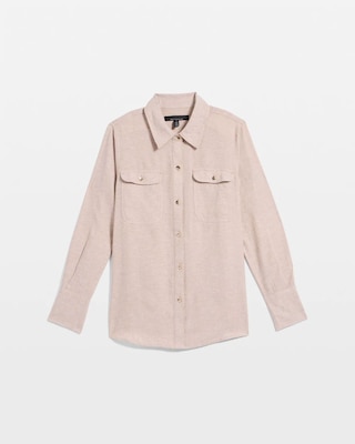 Linen-Blend Button Front Shirt click to view larger image.