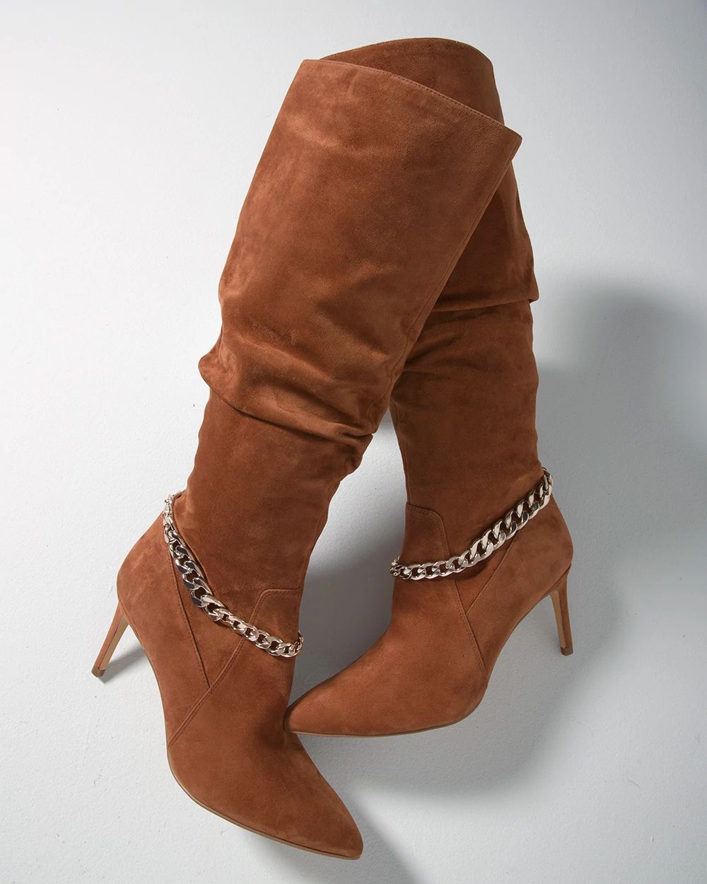 Suede Slouchy High-Heel Boot click to view larger image.