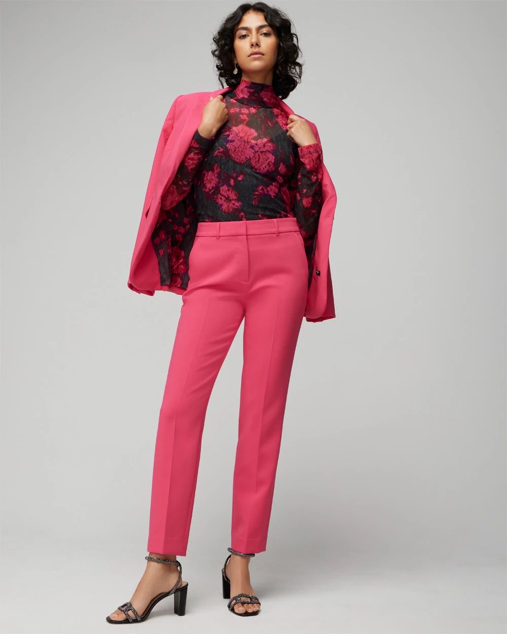 WHBM® Elle Slim Ankle Luxe Double Weave Pants click to view larger image.