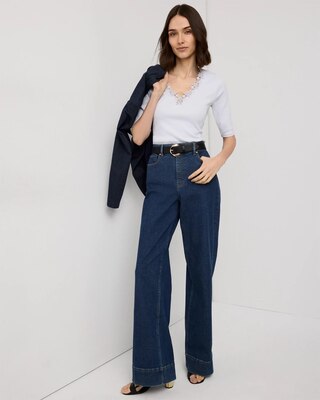 WHBM FORME™ Lace Trim V-neck Tee click to view larger image.