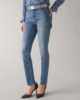 Petite High-Rise Everyday Soft Denim™ Utility Slim Ankle Jeans click to view larger image.
