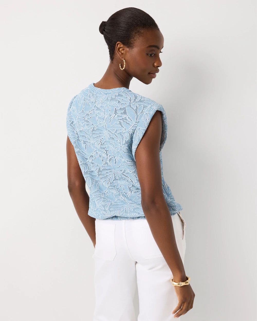 Floral Stitch Sleeveless Pullover click to view larger image.