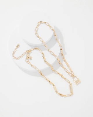 Padlock Charm Convertible Necklace click to view larger image.