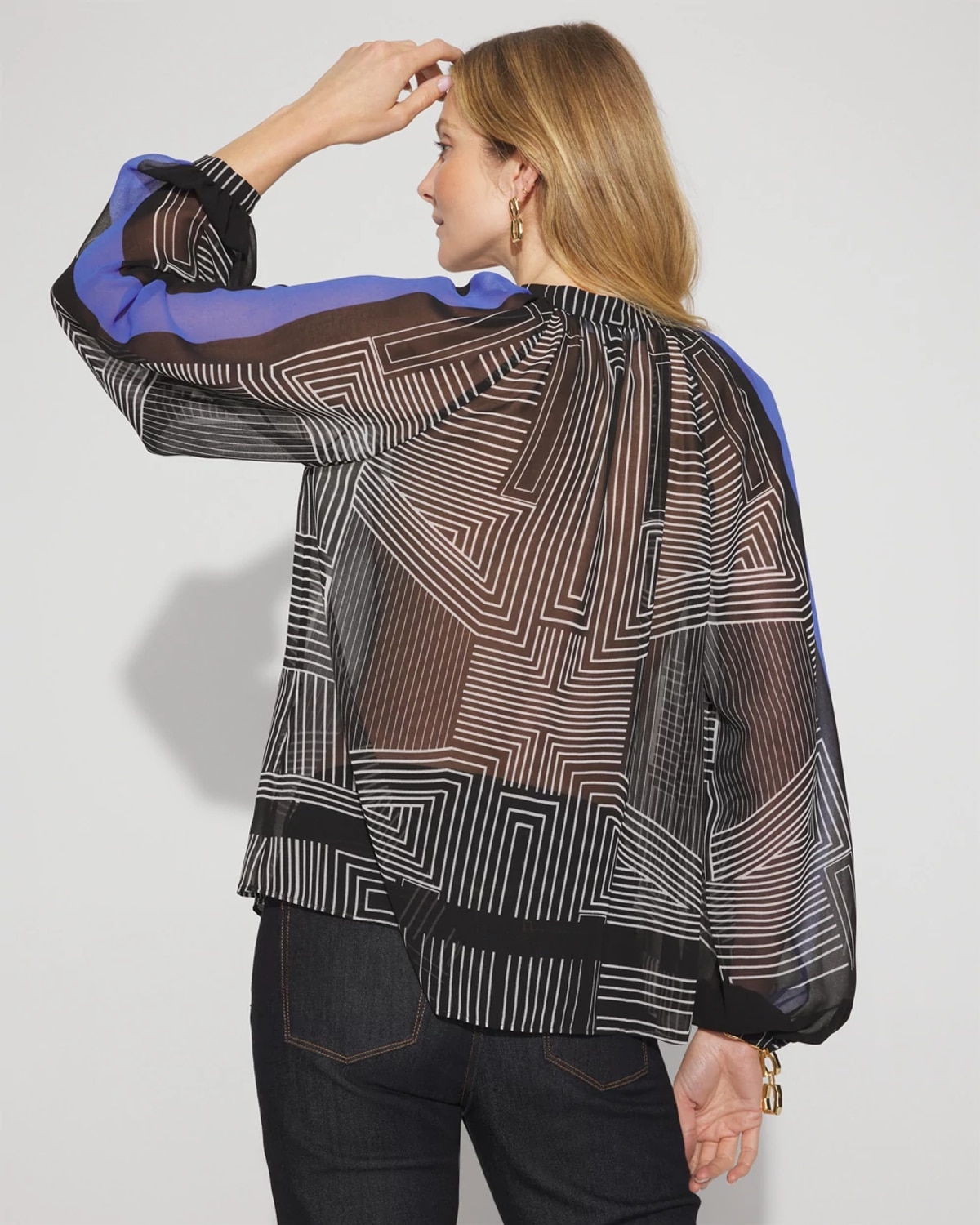 White House Black Market Petite Raglan Sleeve Georgette Blouse In Black