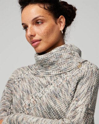 Zip Neck Marled Poncho