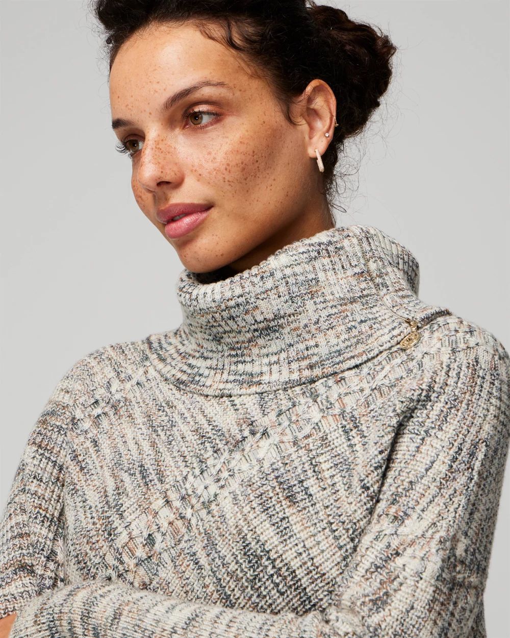 Zip Neck Marled Poncho