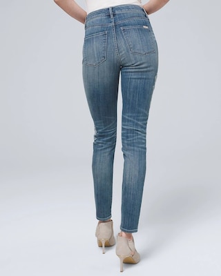 High-Rise Eveyday Soft Denim Embroidered Skinny Jeans click to view larger image.