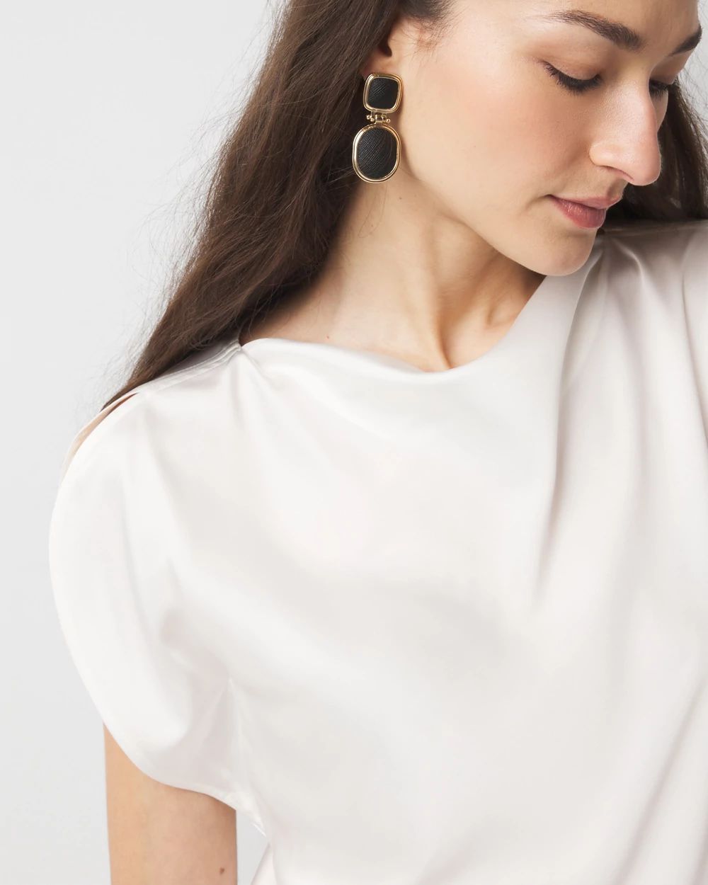 Satin Petal Sleeve Blouse click to view larger image.