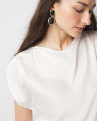 Satin Petal Sleeve Blouse click to view larger image.