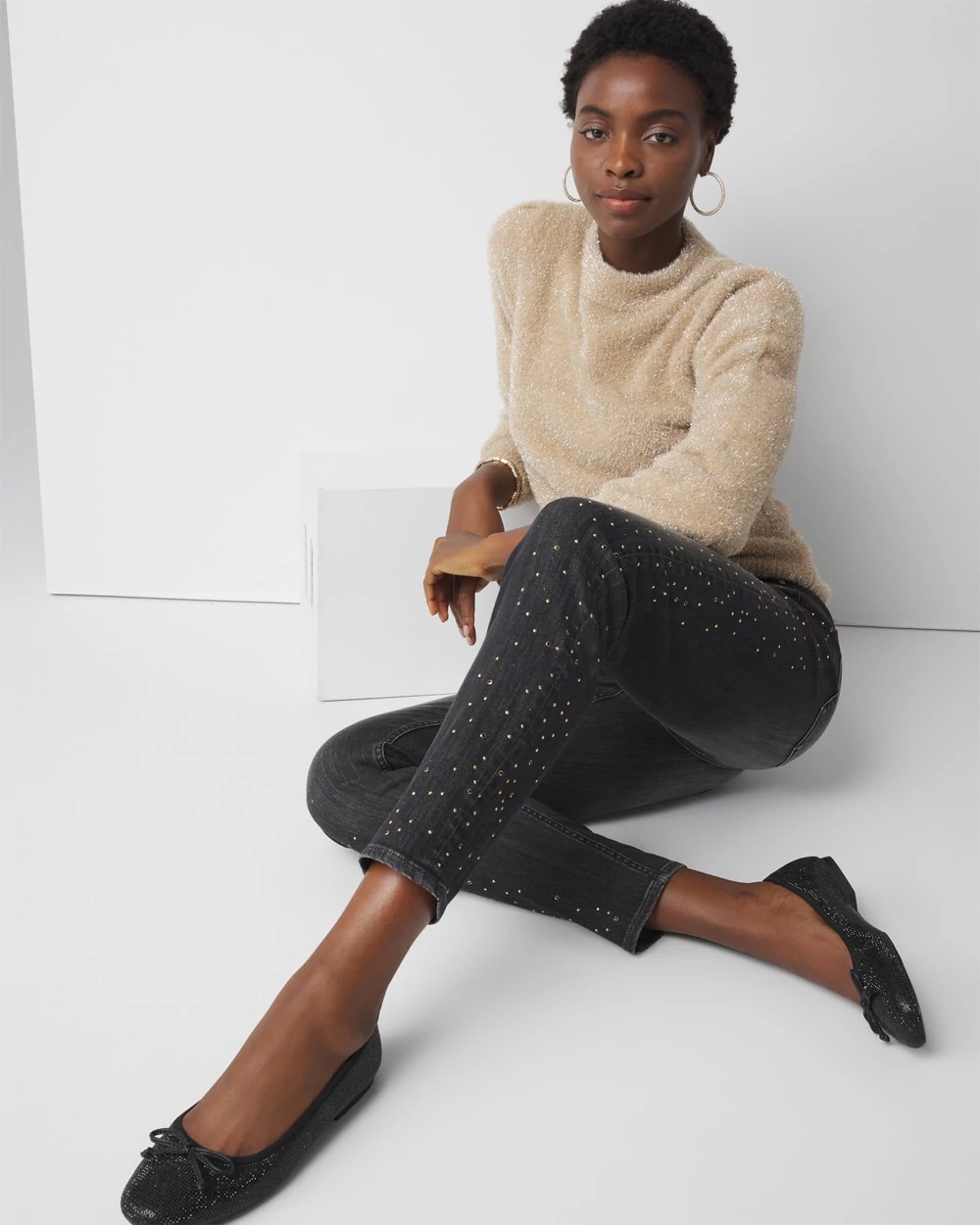 High-Rise Embellished Slim Ankle Jeans