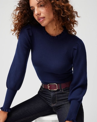 Cashmere Blend Blouson Sleeve Pull Over click to view larger image.