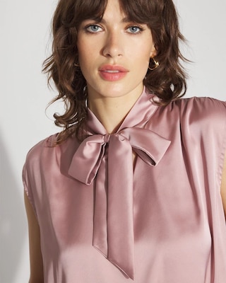 Bubble Hem Tie-Neck Shell click to view larger image.