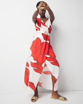 Petite Asymmetric Floral Maxi Dress click to view larger image.