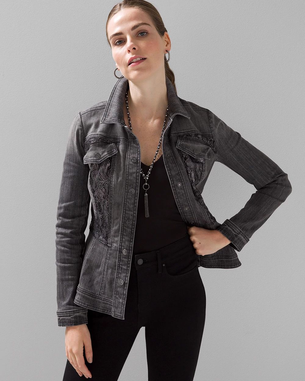White house black market jean jacket cheap