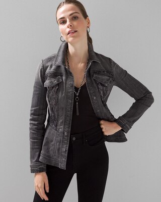 Lace Inset Denim Trucker Jacket
