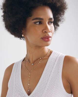 Gold Pave Chain Y-Necklace