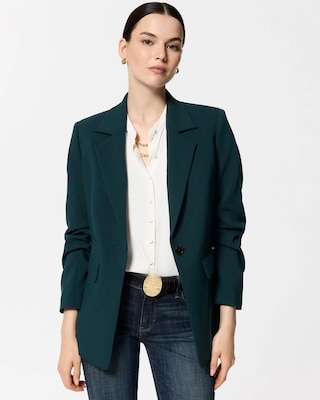 Luxe Stretch Ruched Sleeve Blazer