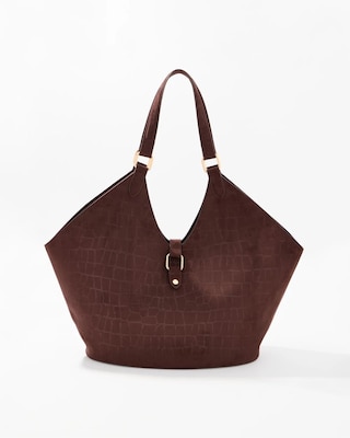 Faux Sueded Croc Tote Bag click to view larger image.