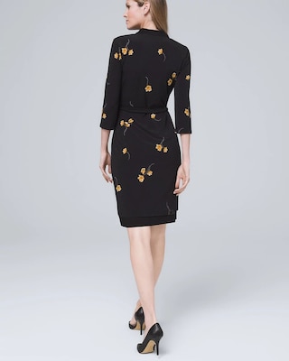 Reversible Floral/Solid Faux Wrap Dress click to view larger image.