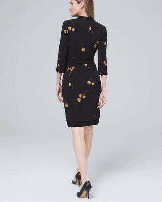 Reversible Floral/Solid Faux Wrap Dress