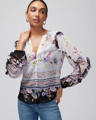 Ruffle-Sleeve Blouse