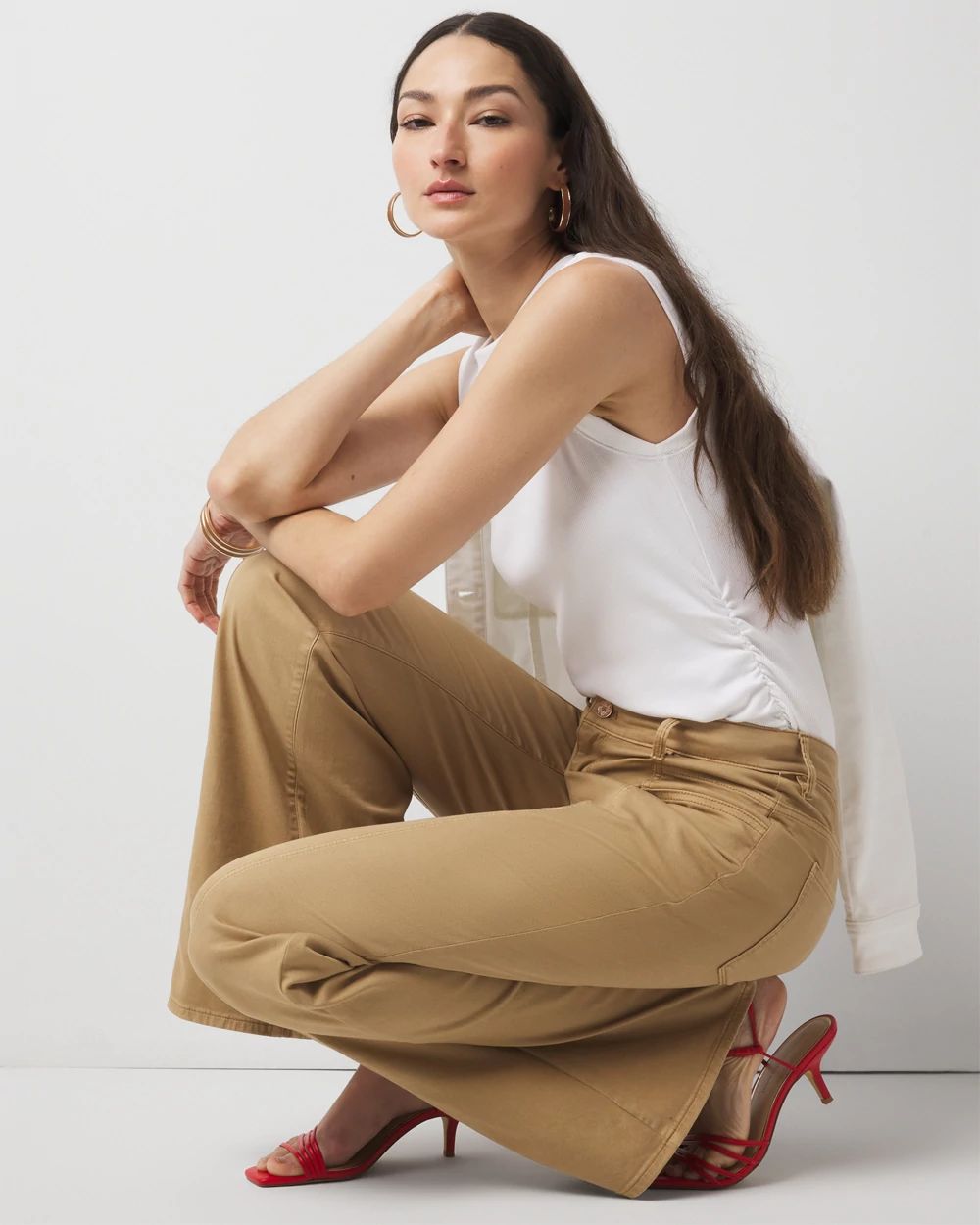WHBM FORME™ Ribbed Stretch Ruched Side Tank click to view larger image.