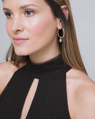 Convertible Ball-Charm Hoop Earrings