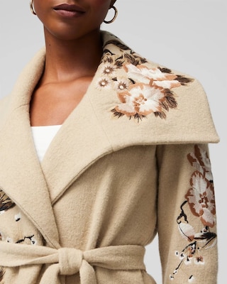 Embroidered Wool Sweater Coat
